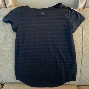 New GAP Women's Luxe Navy Blue Striped Tee Short Sleeve Shirt, Small